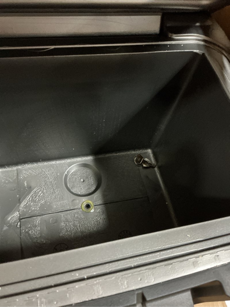 Condition photo showing As Is for sentrysafe black fireproof and waterproof safe, file folder and document box with key lock, ex. 14.3 x 15.5 x 13.5 inches, hd4100