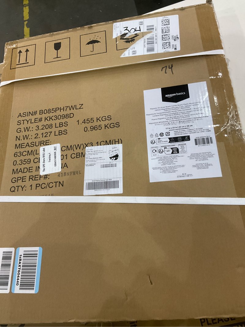 Condition photo showing Good Condition for Amazon Basics Rectangular Magnetic Whiteboard & Cork Board Combo for Home, Office and Classroom, Plastic/Aluminum Frame, White,Yellow, 17" x 23" White,yellow 23"W x 17"H