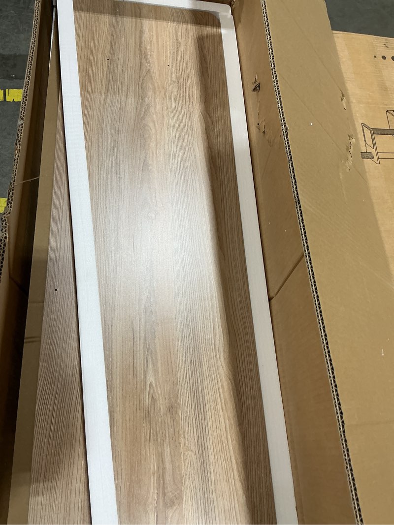 Condition photo showing Good Condition for tiqlab electric height adjustable standing desk 47.2×23.6 inch, sit stand desk for work, study, memory controller, white frame & maple top computer workstation for home office 47*24 inch maple