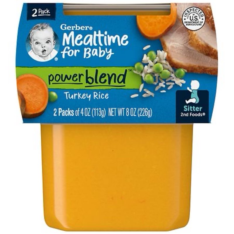 Gerber 2nd Foods Baby Foods, Power Blend Turkey and Rice, 4.0 oz, 2 pack