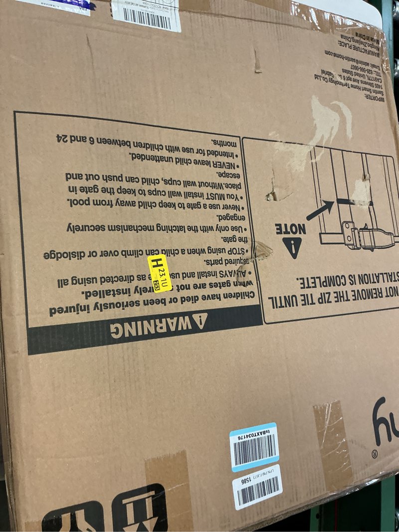 Condition photo showing New/Like New for keny 29"-42.5" Baby Gate for Stairs, Auto Close Safety Dog Gate, Pressure Mounted Easy Walk Through Pet Gate for Doorways, Durable Stair Gate, 30" Tall, White White 29-42.5"Wide, 30"Tall