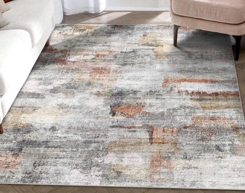 vivorug ultra soft area rug 50x 47non slip washable foldable, stain resistant abstract rugs for living room bedroom, modern f