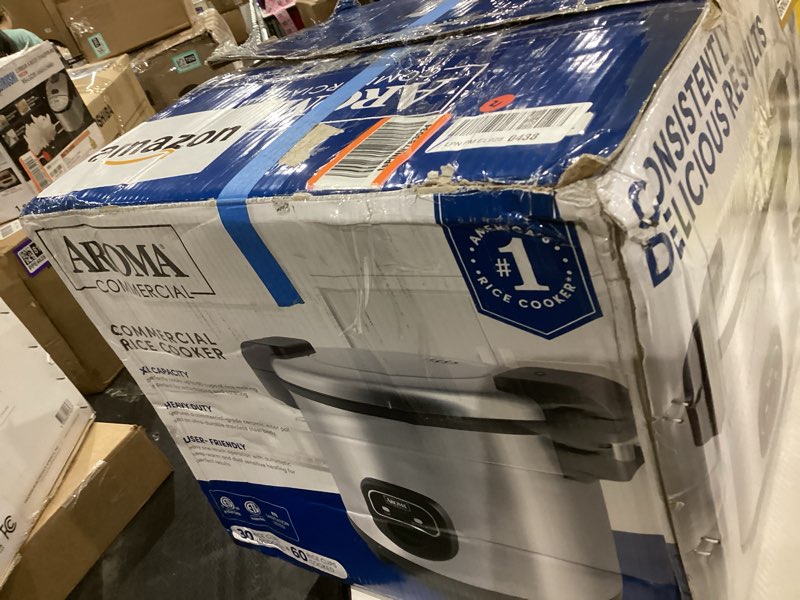 Condition photo showing As Is for Aroma Housewares 60-Cup (Cooked) (30-Cup UNCOOKED) Commercial Rice Cooker, Stainless Steel Exterior (ARC-1130S), Silver