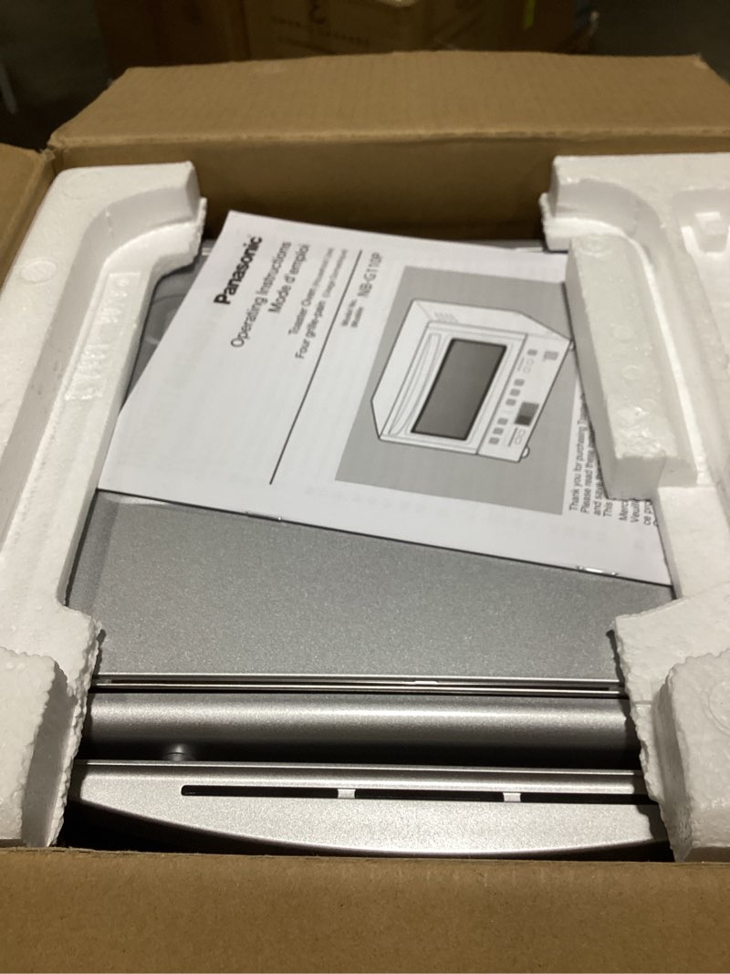 Condition photo showing Good Condition for Panasonic FlashXpress Toaster Oven Countertop, 4-Slice Small Toaster Oven Compact Size with Double Infrared Heating, 6 Auto Cook Options and Precise Temperature Control, 1300W - NB-G110P (Silver) FlashXpress Compact Matte Silver