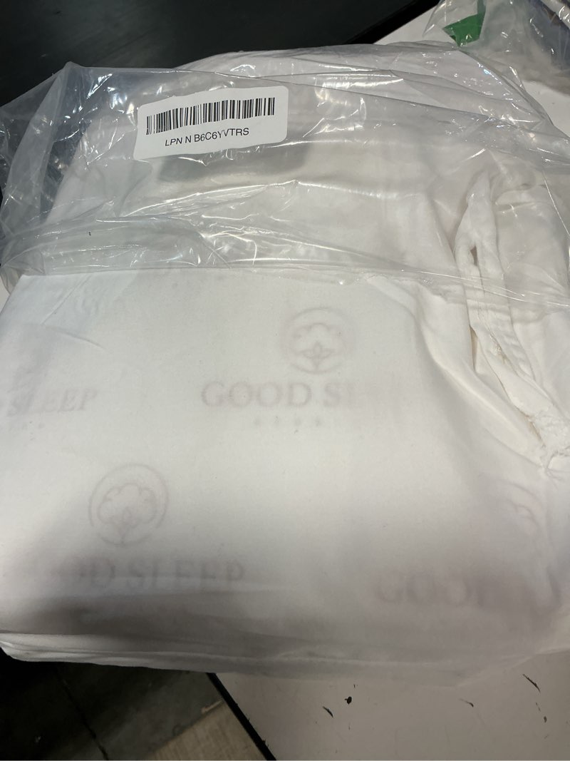 Condition photo showing Good Condition for good sleep bedding king size sheets set - 4 pc, 100% egyptian cotton, 1000 tc 16" deep pocket king sheet set, soft & breathable, sateen weave with pillowcases - white king white