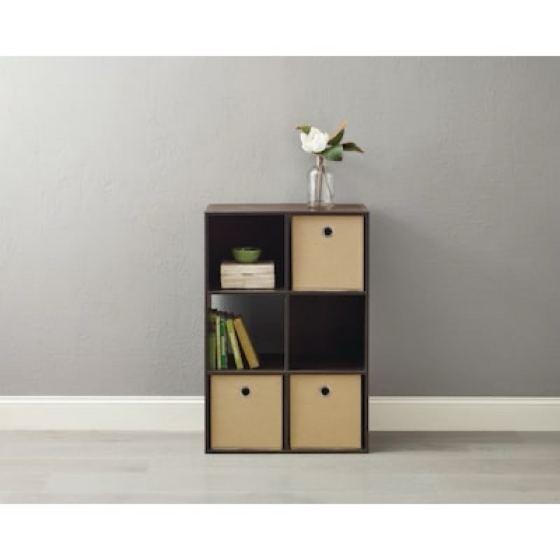 style selections 35.88-in h x 24.13-in w x 11.63-in d dark chocolate stackable wood laminate 6 cube