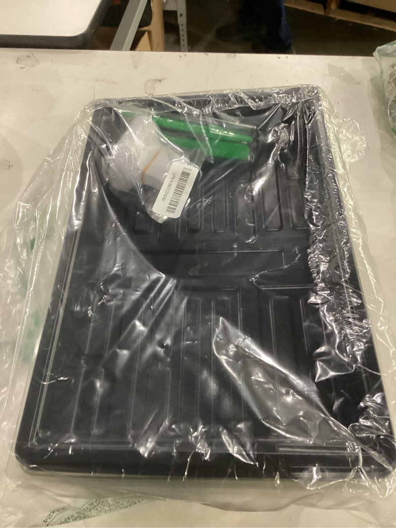 Condition photo showing As Is for 6 packs seed starter tray kits with humidity dome, plastic germination growing trays with plants labels, planting tools for seeds growing starting, germination and seedling propagation black