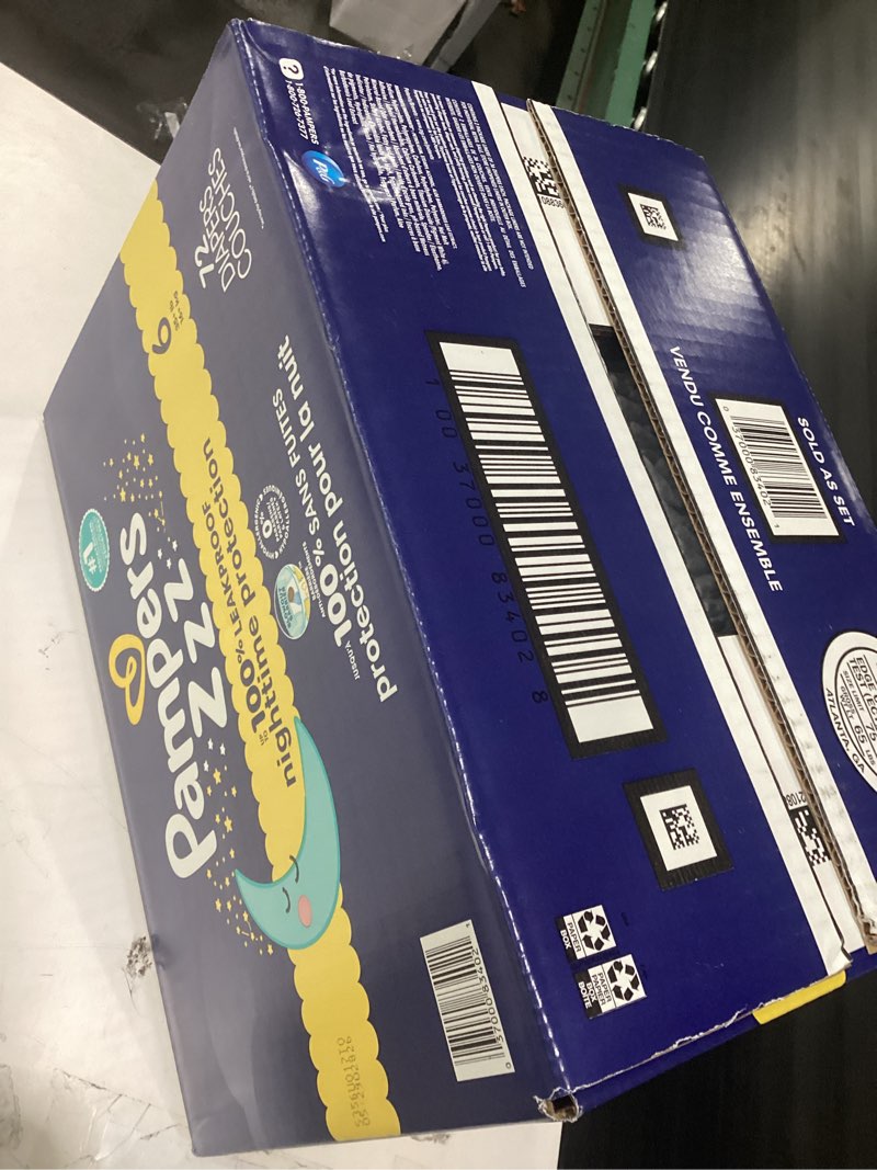 Condition photo showing New/Like New for pampers zzz overnight diapers, size 6 (35+ lbs), 72 count, nighttime protection disposable baby diaper, night time leak and skin protection size 6 72