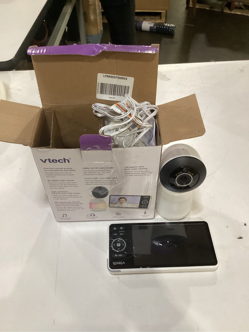Condition photo showing As Is for not tested**** vtech smart hd plus twin 2-camera smart wifi baby monitor – 2k cameras, 5.5\" hd split-screen, 24x zoom, free app, multi-color night light 5.5\" wifi 2 cams