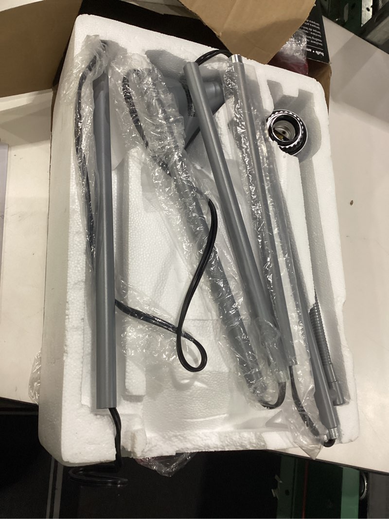 Condition photo showing Good Condition for Floor Lamp, LED Standing Lamps with White Plastic Shade, Black Modern Torchiere Floor Lamp, Tall Lamps for Living Room Dorm, Bulb not Included