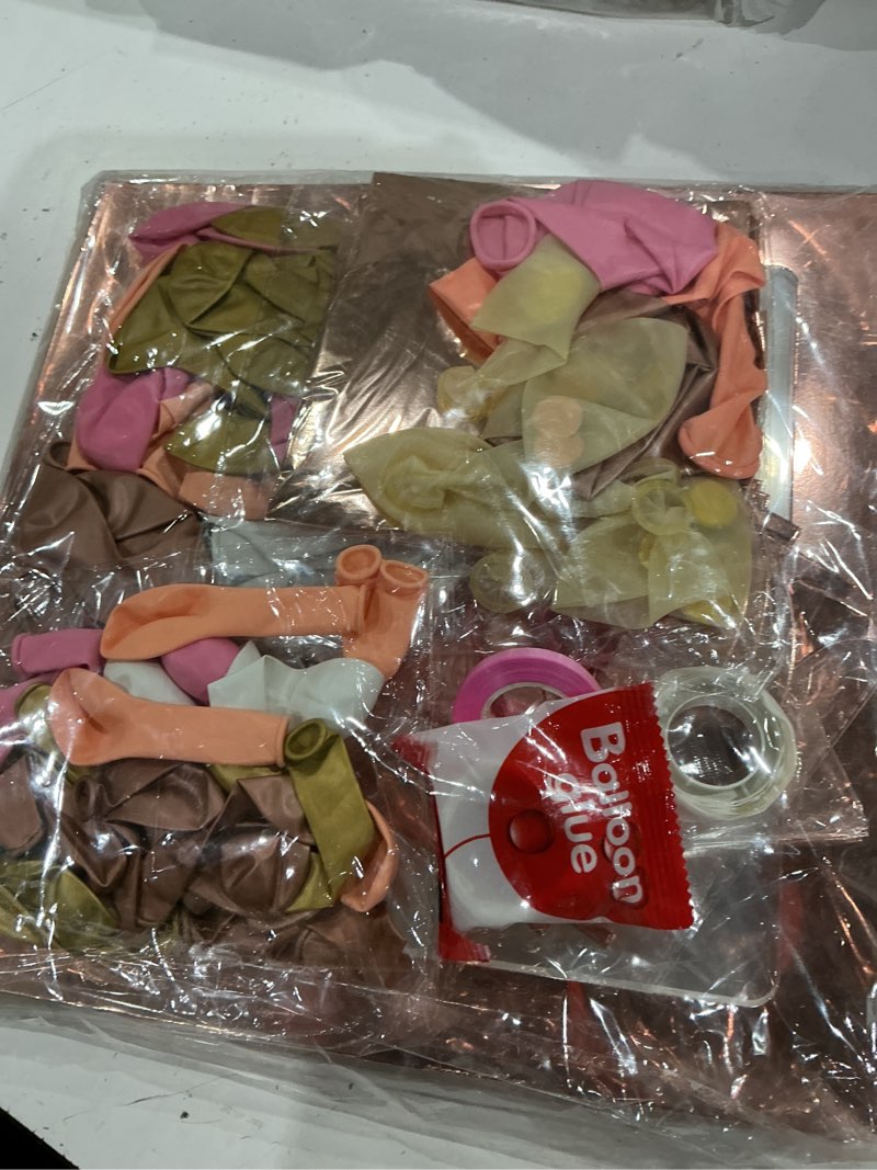 Condition photo showing Good Condition for amandir 135pcs rose gold balloons girl baby shower decorations, butterfly stickers balloon garland arch kit baby box with letter (a-z+baby) for wedding bridal birthday party decoration