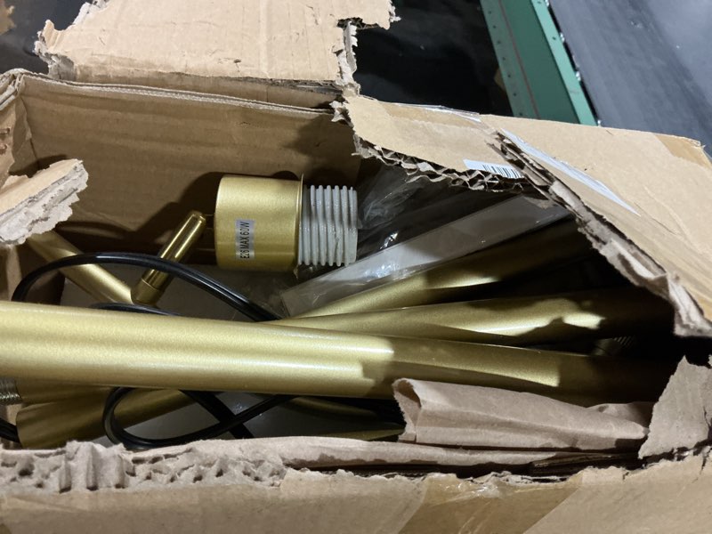 Condition photo showing As Is for QIYIZM Green Floor Lamp for Living Room,Bedroom,Gold Dimmable Standing Lamp with Remote,Mid Century Modern Brass Tall Lamp Boho Floor Lamps Arc Stained Glass Flower Light Bohemian