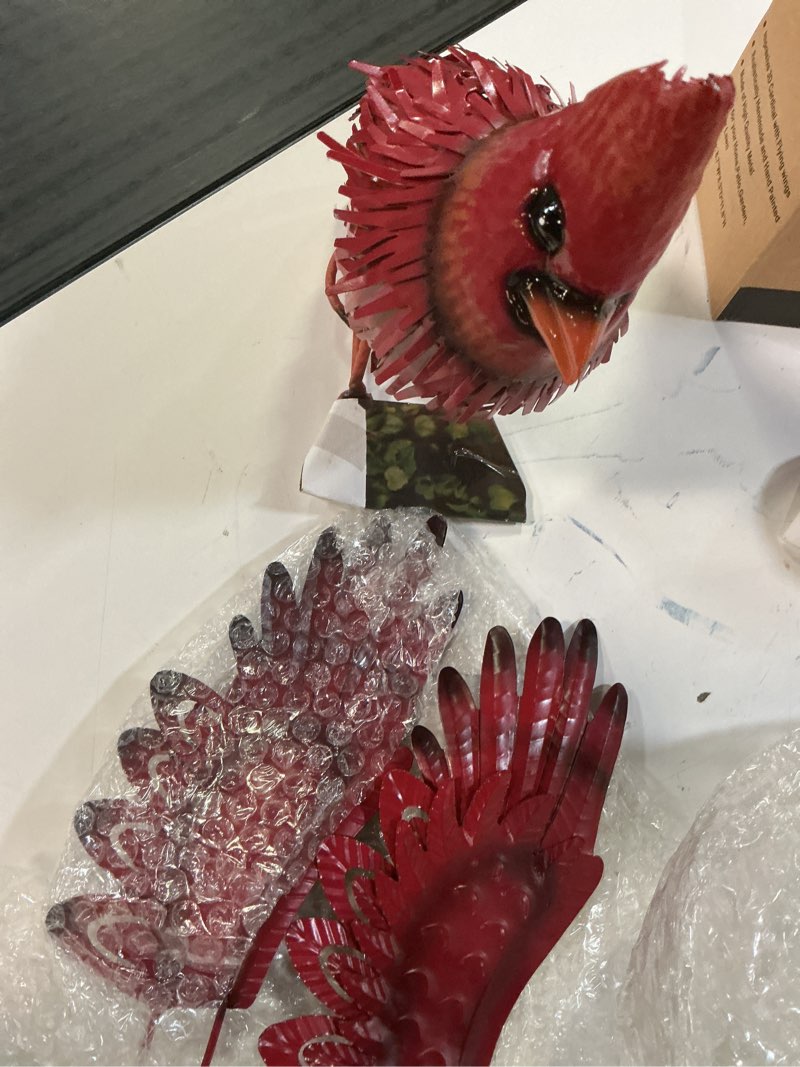Condition photo showing New/Like New for nacome cardinal garden decor metal yard: art outdoor sculptures & statues large red bird ornaments for patio balcony front backyard - valentines day gifts for her wife women mom grandma birthday red cardinal