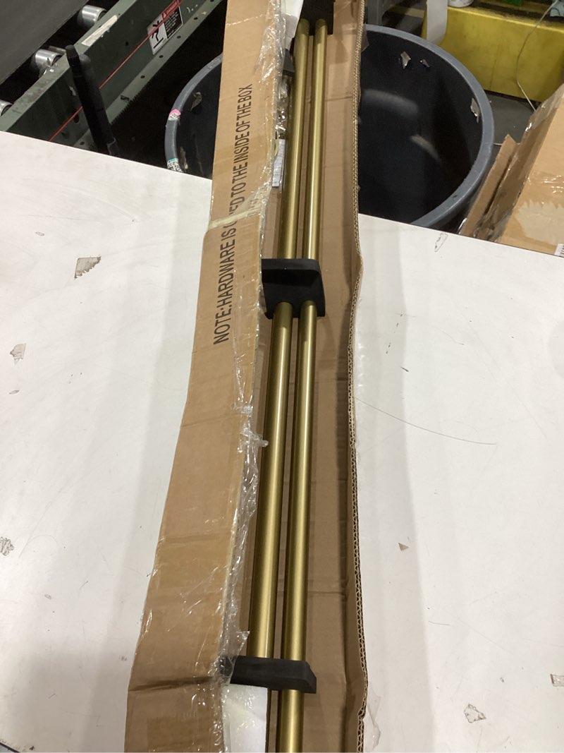Condition photo showing Good Condition for 72-144 inches curtain rods for window, vimayta 1 inch diameter drapery rod with resin finials, ideal adjustable heavy duty single curtains rod for bedroom, living room decoration, warm gold