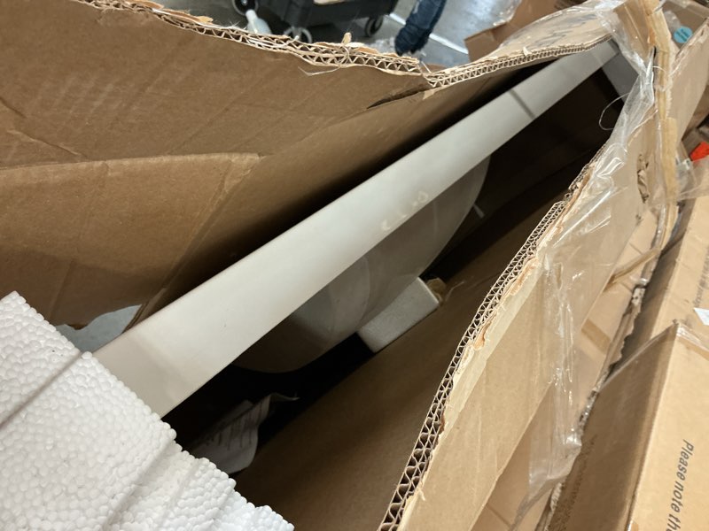 Condition photo showing As Is for 49 in. w x 22 in. d cultured marble vanity top in white with white sink
