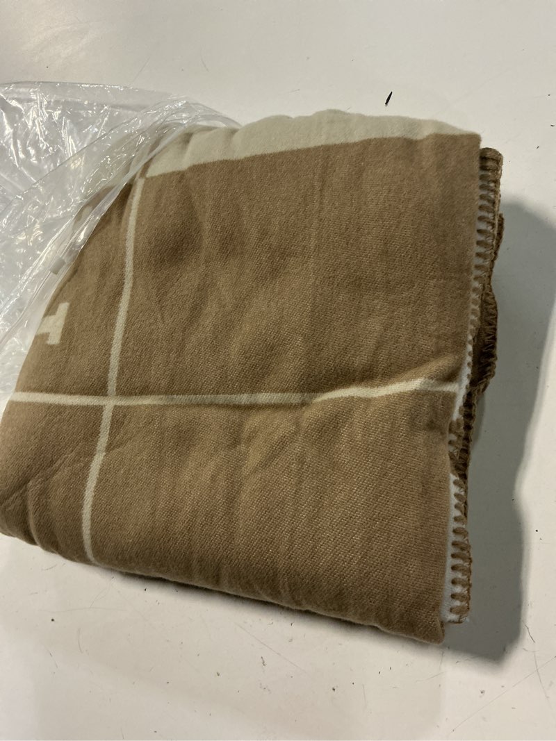Condition photo showing Good Condition for fcteap h blanket soft throw blanket faux fleece cashmere plaid warm shawl thick knitted plush cozy comfy for women throw blanket for sofa couch bed queen king size 55x66 in (khaki)