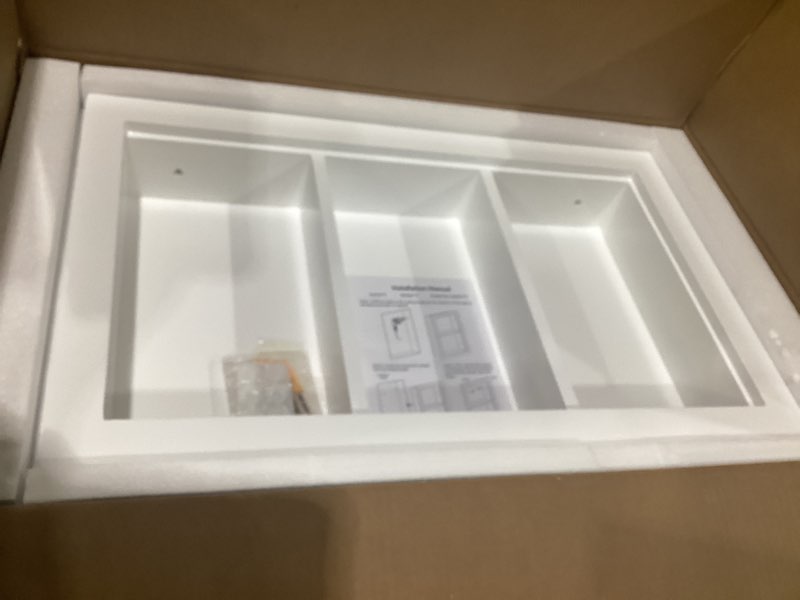 Condition photo showing New/Like New for solid wood 14 x 24 recessed medicine cabinet,3-tier, medicine cabinet organizer,wall niche, bathroom wall cabinet, recessed bathroom cabinet,recessed wall cabinet, bathroom cabinet with storage, white classic 3-tier white