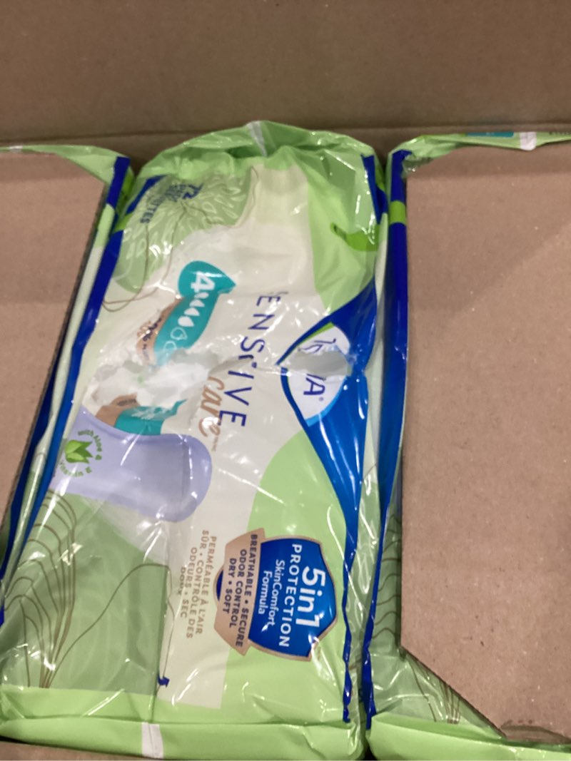 Condition photo showing As Is for tena sensitive care incontinence pads, bladder control & postpartum for women, moderate absorbency, 216 count regular 216