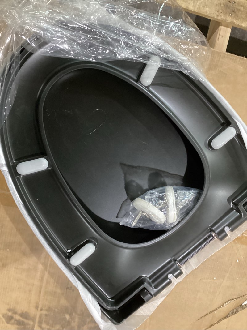 Condition photo showing As Is for Incomplete *only lid*Swiss Madison Well Made Forever SM-1T254MB St. Tropez One Piece Toilet, 26.6 x 15 x 31 inches, Matte Black Dual Flush Matte Black Toilet
