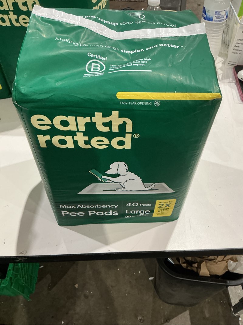 Condition photo showing New/Like New for earth rated puppy pads, max absorbency pee pads for dogs, absorbs 2x faster & 2x more, leak prevention, potty training, fragrance-free, unscented, regular [l], 22” x 23”, 40 count regular [l] 22"x23" 40-ct