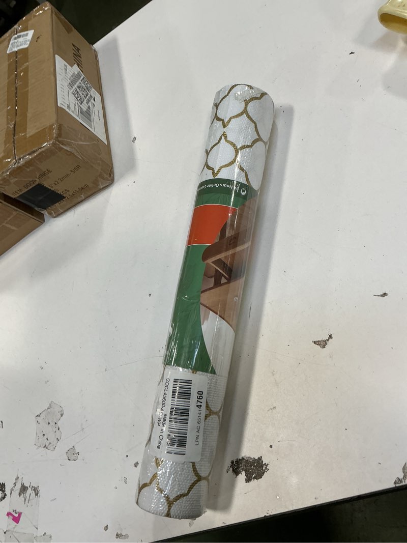 Shelf Liners for Kitchen Cabinets 17in x 20FT Non Adhesive Drawer Liner Gold Quatrefoil Thickened Sh