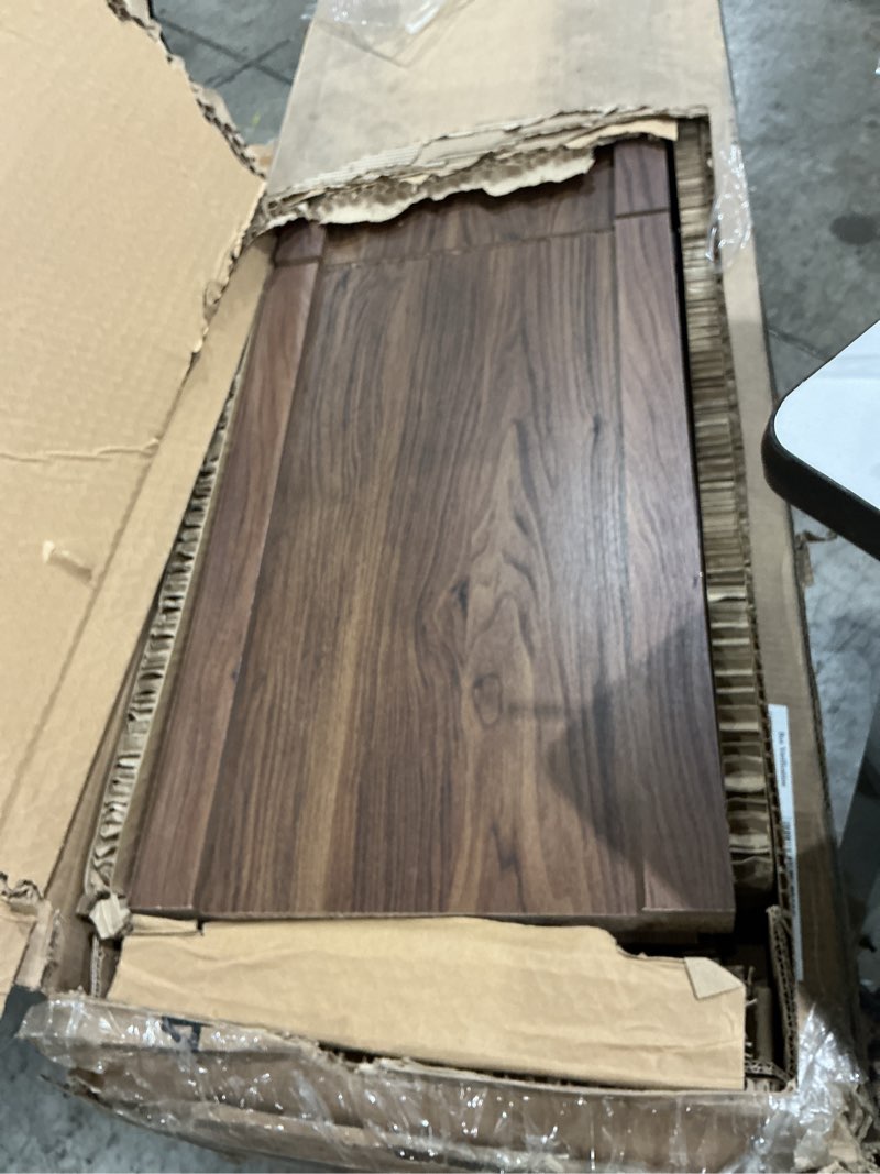 Condition photo showing As Is for better homes & gardens ezra tv stand for tv's up to 70", warm walnut finish