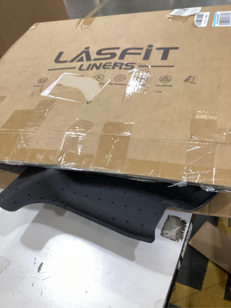 Condition photo showing Good Condition for lasfit front floor mat for 2015-2021 ford transit 150/250/350/350hd vinyl floor large console(not for transit connect models) all weather protector tpe car floor liner for transit vans, black 9) transit| 15-21 | 1st row vinyl floor only