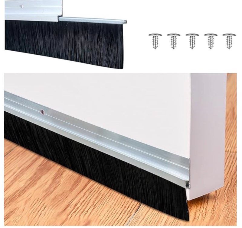 39.3" Length X 2" Width Aluminum Door Sweeper for Bottom of Door, Soft Door Sweep Brush, Easy-Mounti