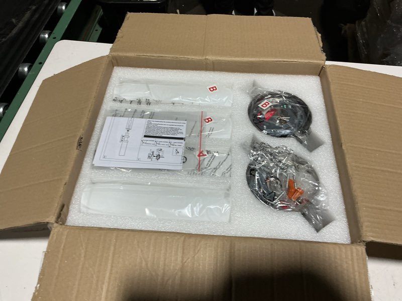 Condition photo showing New/Like New for Wall Sconces Set of Two,Brushed Nickel Bathroom Sconces Wall Lighting with White Glass, Modern Sconces Wall Decor Set of 2 Wall Light fixtures for Bathroom Mirror Living Room Hallway Bedroom Wall Lamp brushed nickel white