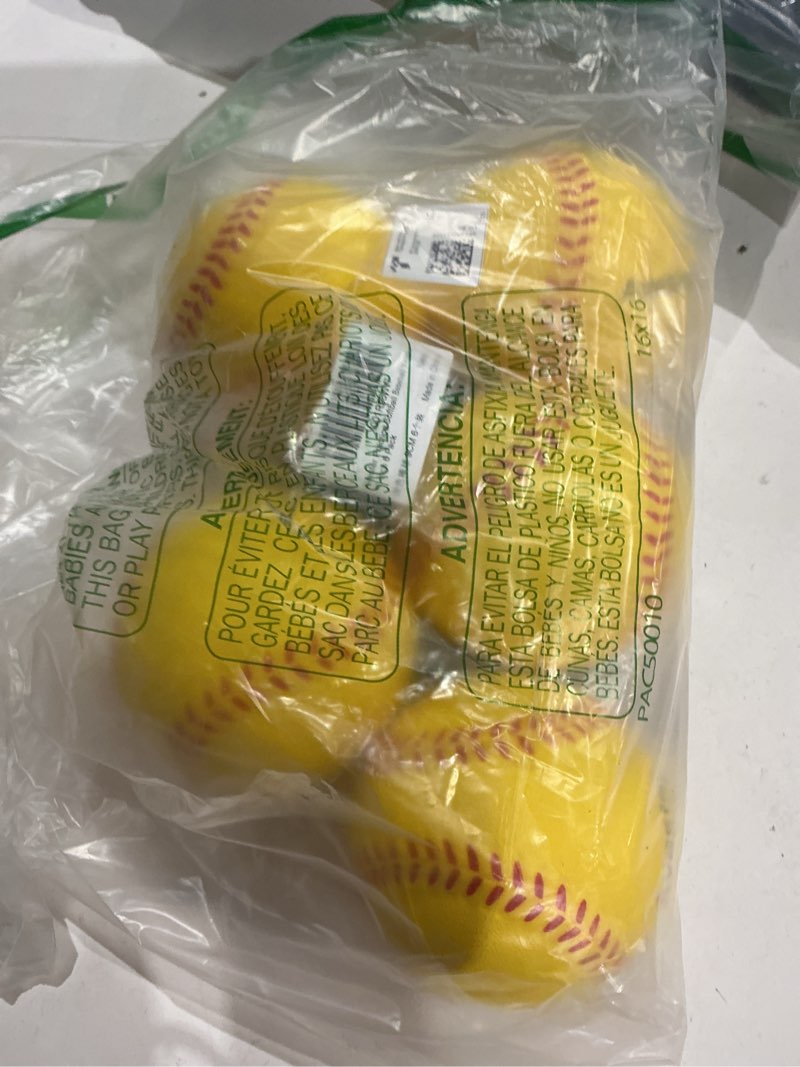 Condition photo showing Good Condition for practice foam softballs 11 inch with mesh bag soft oversize foam baseballs safely training batting hitting ball and fielding indoor outdoor for kids teenager players pack 5yellow