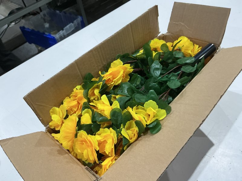 Condition photo showing Good Condition for artificial flowers for outdoors, faux outdoor plants fake plants topiary balls artificial outdoor set of 2 with ground spike for home front porch patio garden decor (yellow)