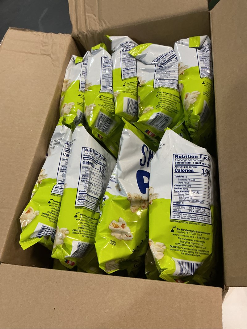 Condition photo showing Good Condition for (BBD 01-08-2026) SkinnyPop Popcorn, Original, Whole Grain, Dairy-Free Snack, 0.65oz Bags (30ct)