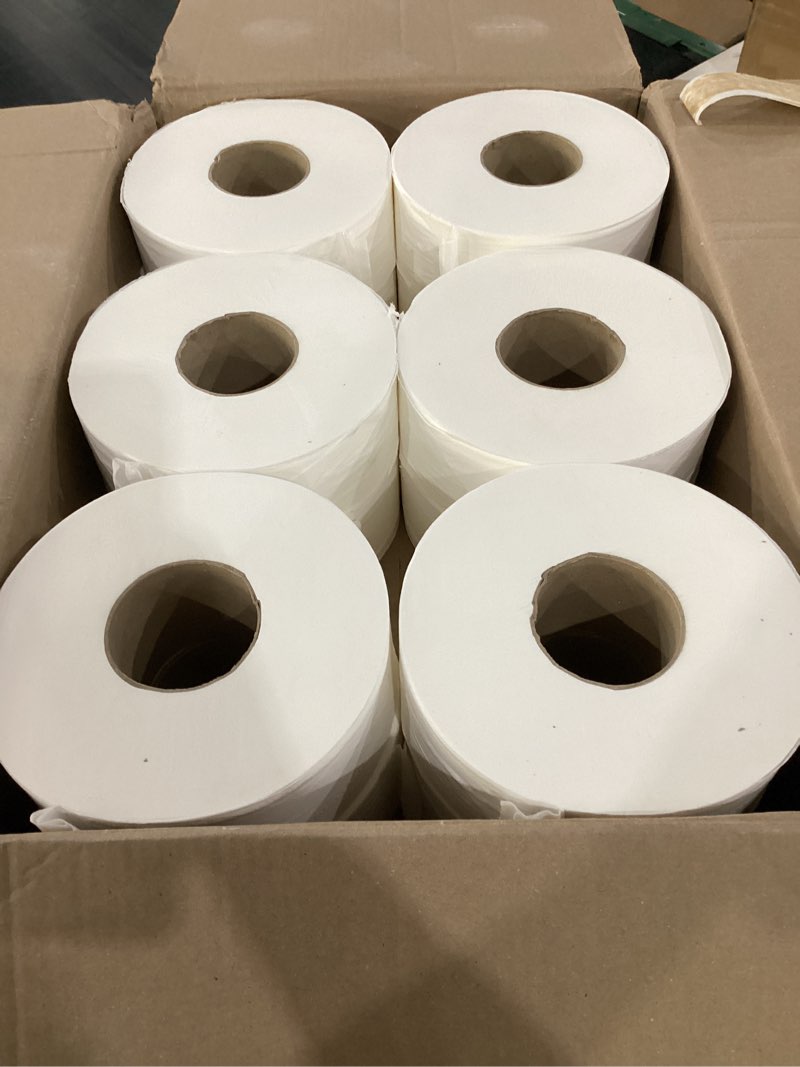 Condition photo showing New/Like New for amazoncommercial 2-ply white jumbo roll toilet paper, 9 in, septic safe, compatible with universal dispensers, fsc certified, 1000 feet per roll (pack of 12)