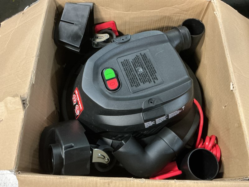 Condition photo showing As Is for shop-vac 12-gallon 5.5 hp corded wet/dry shop vacuum with accessories included