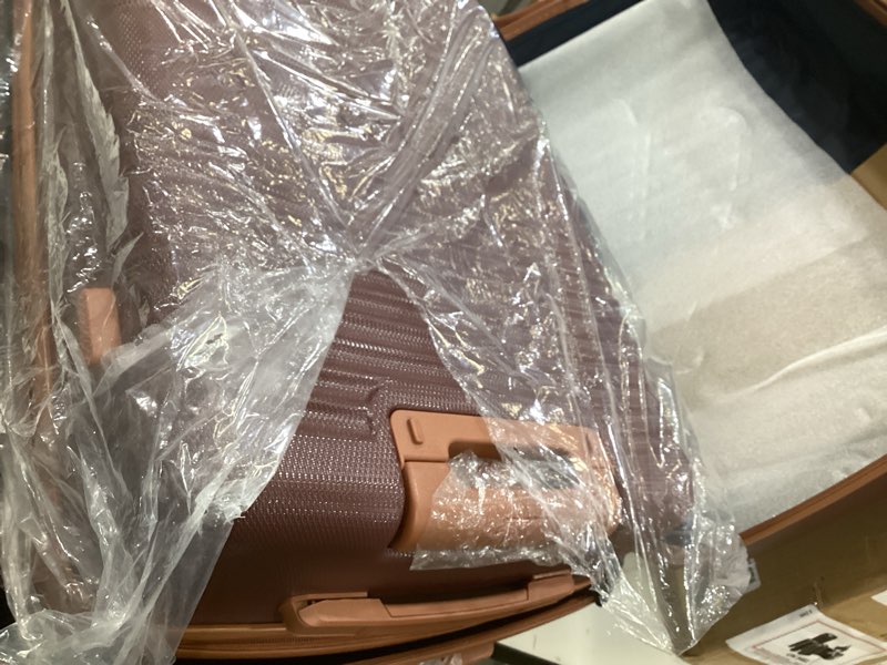 Condition photo showing As Is for 5 piece luggage sets with spinner wheels and tsa lock, hardshell abs suitcase set, lightweight hardside waterproof travel suitcases for men women, 20", 24", 28" burgundy burgundy 5 piece sets (20/24/28/db/tb)
