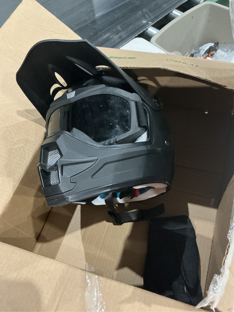 Condition photo showing Good Condition for (only helemt and goggles)kids dirt bike helmets youth motorcycle helmet, kids motorcycle full face helmet for off-road, atv, utv, street riding with goggles gloves, dot approved small black