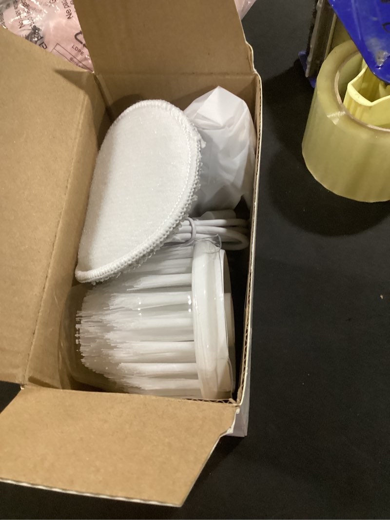 Condition photo showing Good Condition for puftem electric spin scrubber, cordless shower scrubber with battery level display, 2 speeds electric scrubber for cleaning with 6 replaceable heads, cleaning brush for bathroom/sink/window white