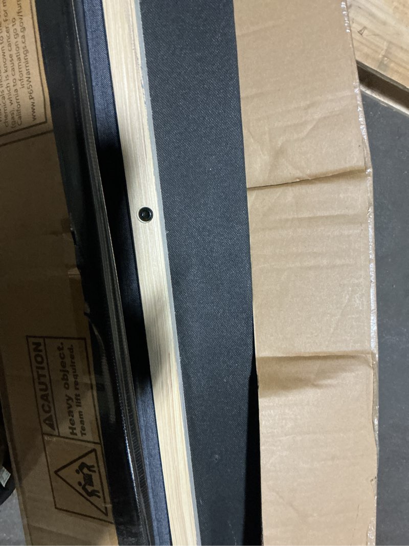 Condition photo showing Good Condition for gaomon grey king upholstered bed frame with headboard, heavy-duty platform bed frame with strong wood slats, no box spring needed/easy assembly/noise free