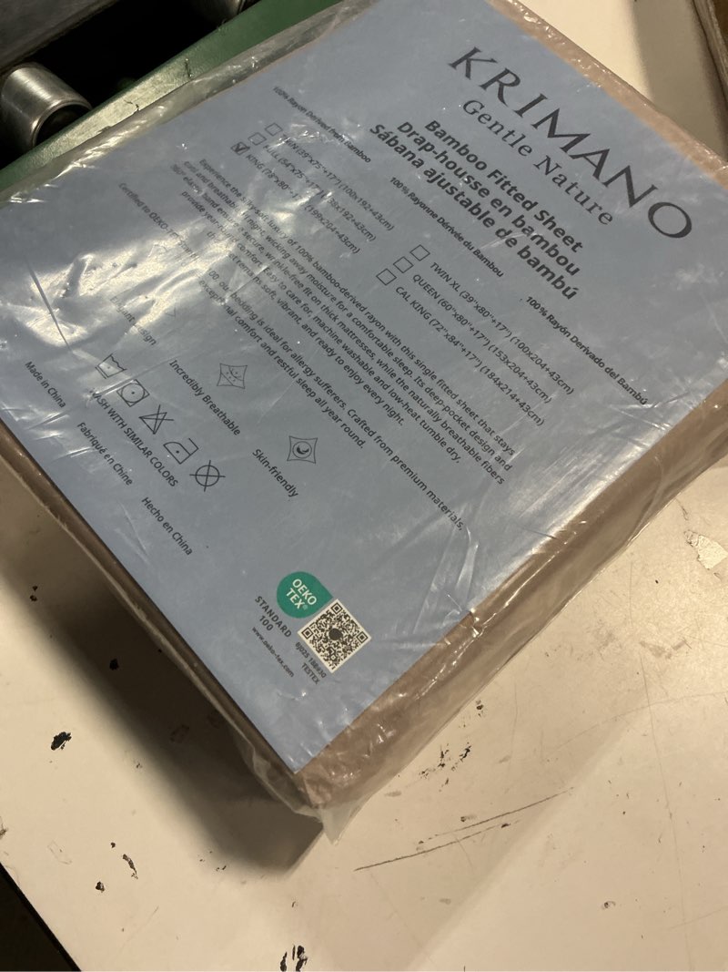 Condition photo showing New/Like New for king fitted sheet only, luxury bamboo viscose, 17" deep pocket | 100% organic viscose derived from bamboo, bottom sheet, cooling for hot sleepers-soft, no slip, 4 corner straps, taupe taupe king
