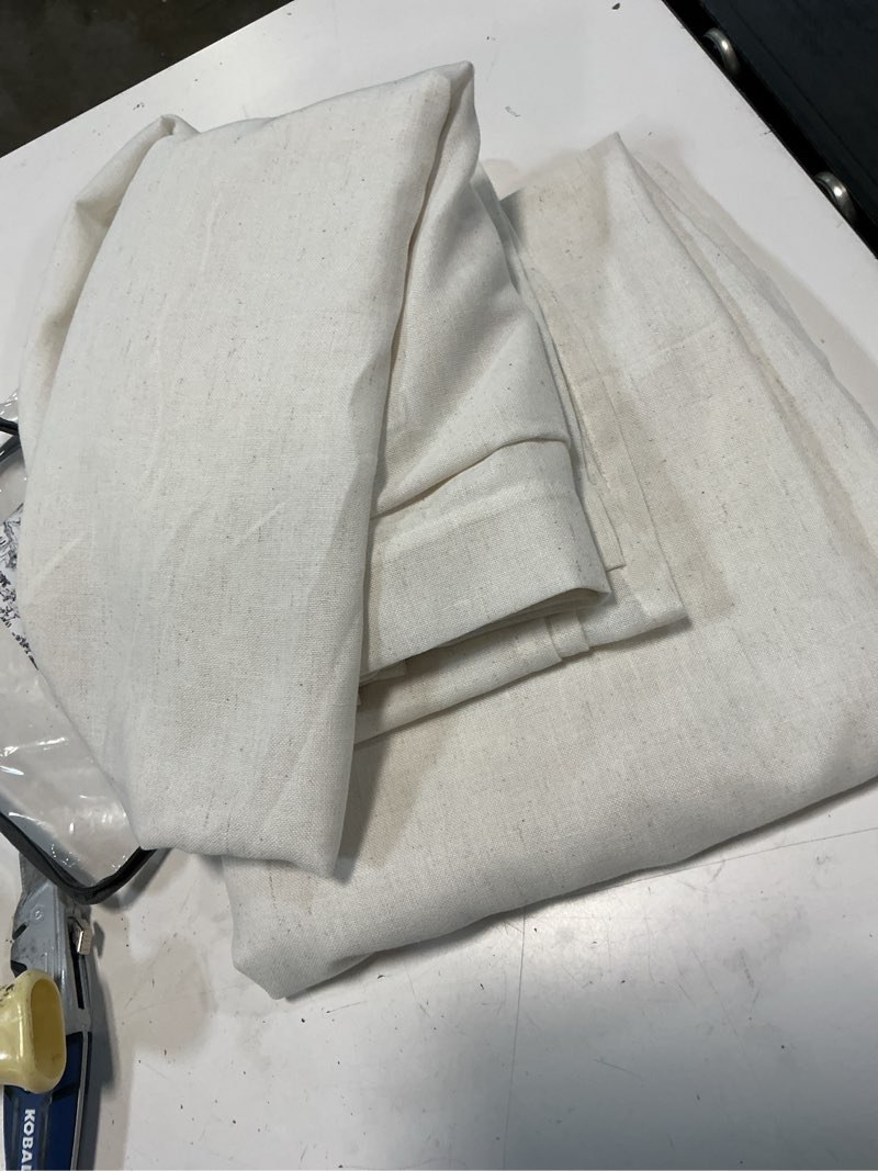 Condition photo showing Good Condition for linen curtains 96 inches long 2 panels for living room bedroom, memory trained drapes pinch pleat back tab light filtering neutral ivory cream farmhouse boho window curtains 40\"w x 96\"l (pack of 2) beige white