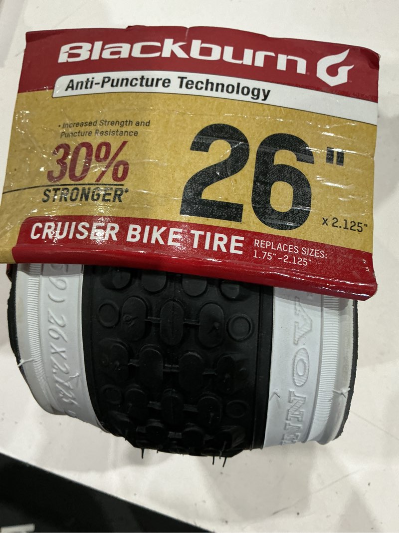 Condition photo showing As Is for blackburn cruiser bike tire, 26" x 2.125", white wall