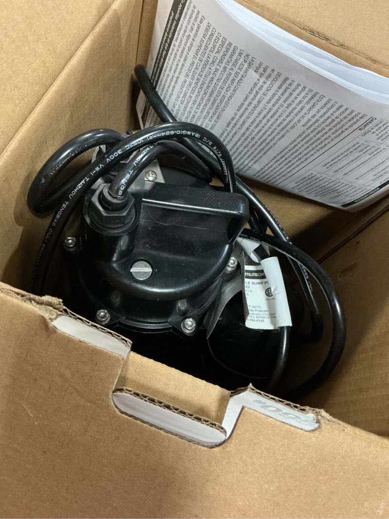 Condition photo showing As Is for utilitech 1/3-hp 40-gpm aluminum submersible sump pump