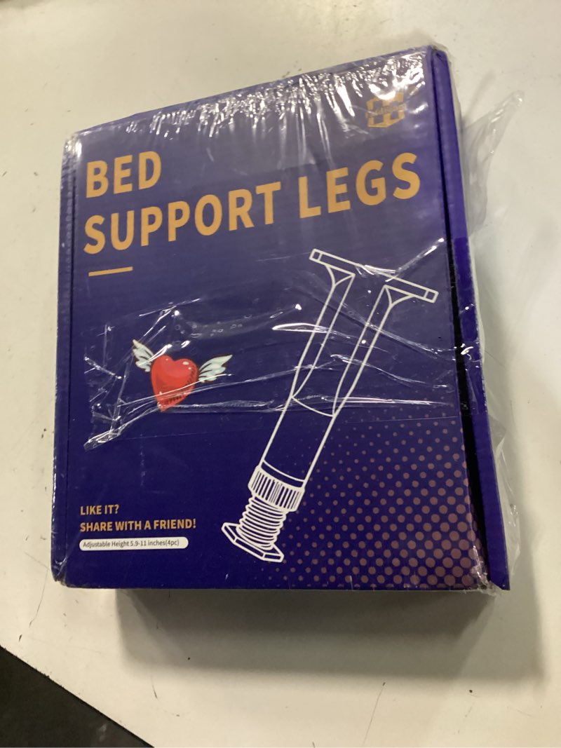 Condition photo showing New/Like New for 4pc bed support legs,adjustable height 5.9-11 inches,black 4pcs (5.9-11 in adjustable)