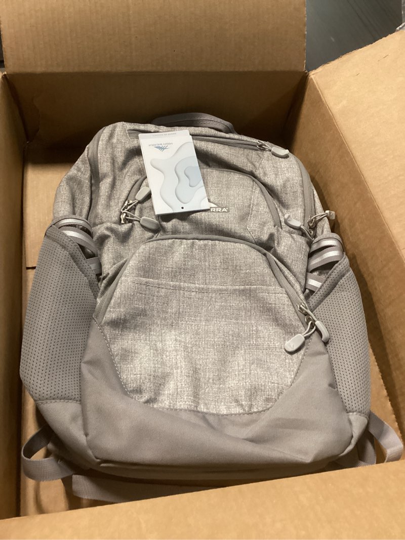 Condition photo showing Good Condition for high sierra swoop sg backpack, travel or work laptop bookbag with drop protection pocket, and tablet sleeve, one size, silver heather silver heather one size