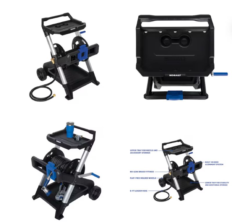kobalt aluminum 200-ft cart hose reel