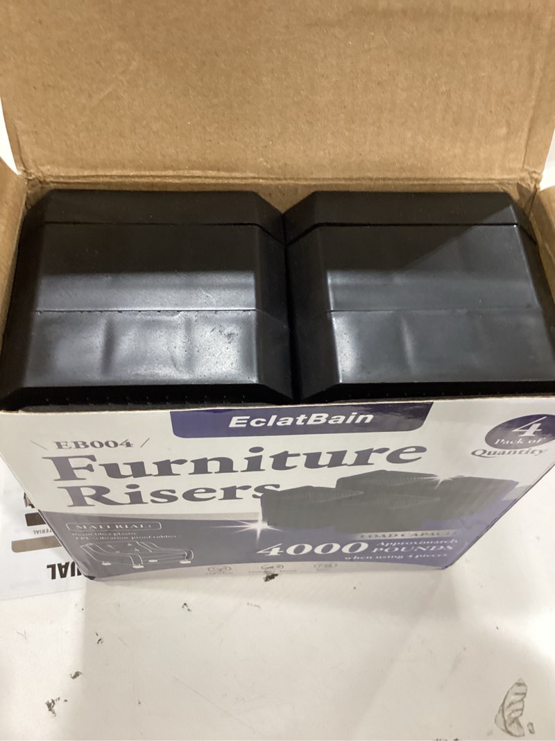 Condition photo showing Good Condition for eclatbain bed risers furniture risers heavy-duty rectangular adjustable block lift to 3 inches and 4.3 inches desk, sofa, chair legs, refrigerator, washing machine support up to 4000 pounds square-4 pack-black 2 layer(3inches)