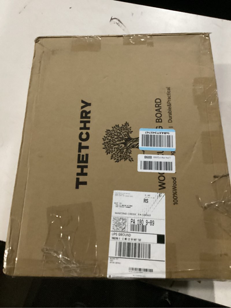 Condition photo showing New/Like New for THETCHRY Cutting Boards for Kitchen, Extra Large Chopping Board for Stovetop, Checkered Acacia Wood Cutting Board with Juice Grooves, Butcher Block with Gift Box, 20" x 15" x 1" Acaia Wood & Rubber Wood 20"×15"×1"