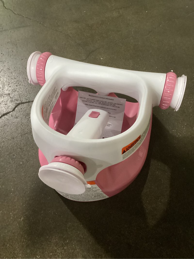 Condition photo showing Good Condition for ingenuity my bath seat for sit-up baby bathing, sure & secure suction cups, astm safety tested & approved, backrest for assisted sitting, easy setup & storage, pink