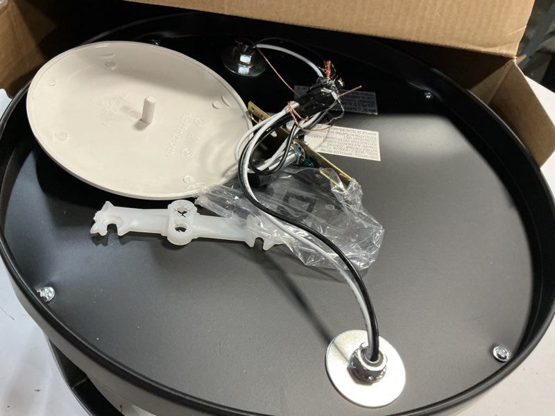 Condition photo showing As Is for allen + roth hewitt 2 -light 13-in matte black flush mount light