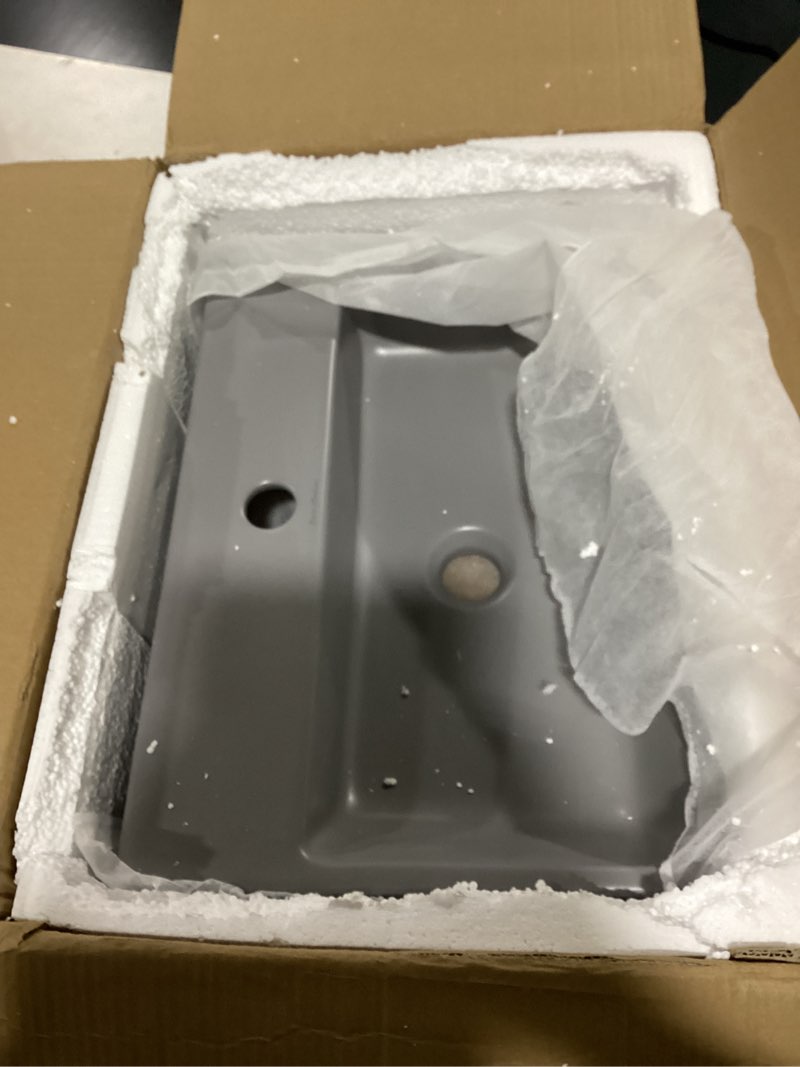 Condition photo showing Good Condition for claire 20” rectangle ceramic vessel sink in matte grey matte gray 20" in